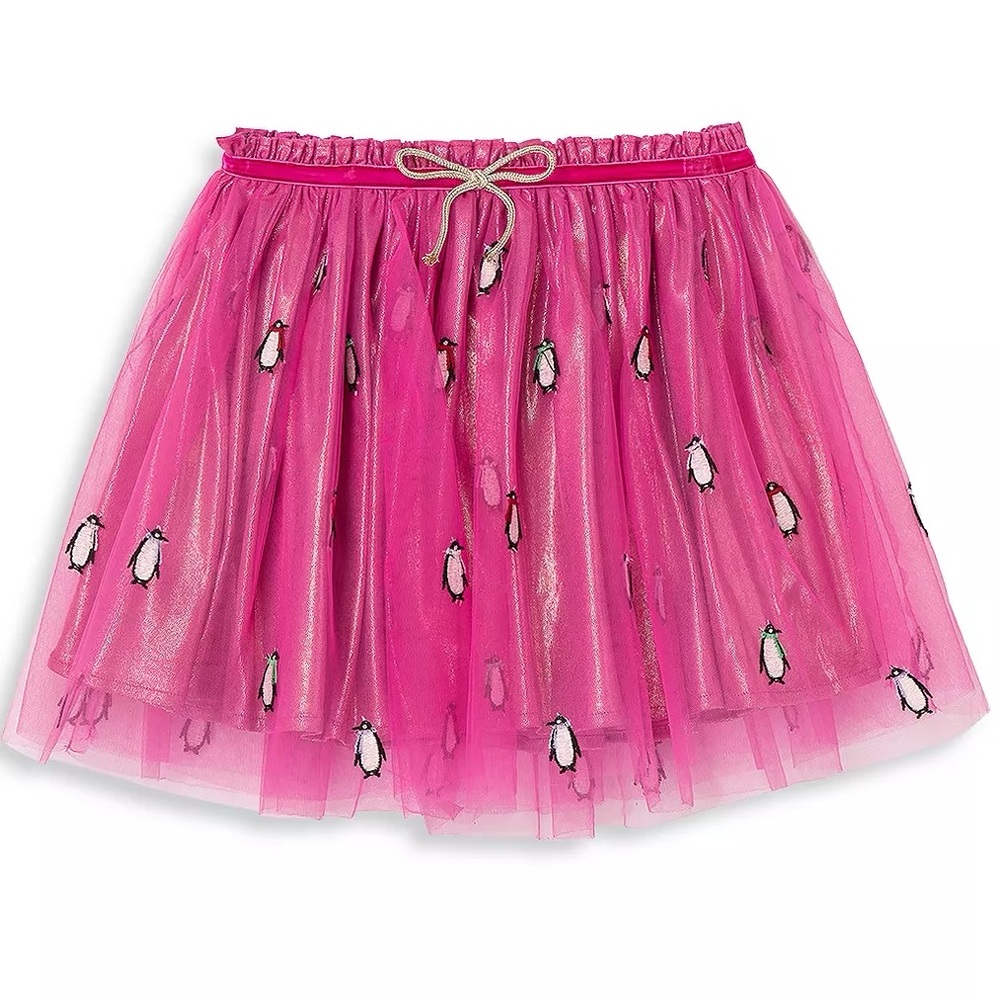 Peek Pink Tulle Skirt with Penguin Design